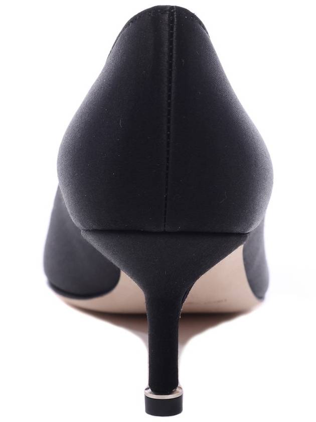 Logo Hangissi Blahnik Satin Pumps Heel Black - MANOLO BLAHNIK - BALAAN 5