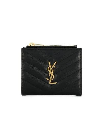 575879 Gold monogram quilted zipper half wallet 1207595 - SAINT LAURENT - BALAAN 1