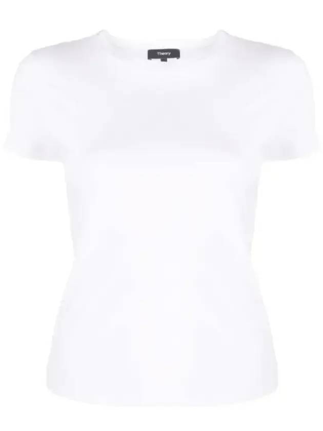 Women's Tiny Cotton Short Sleeve T-Shirt White - THEORY - BALAAN 1