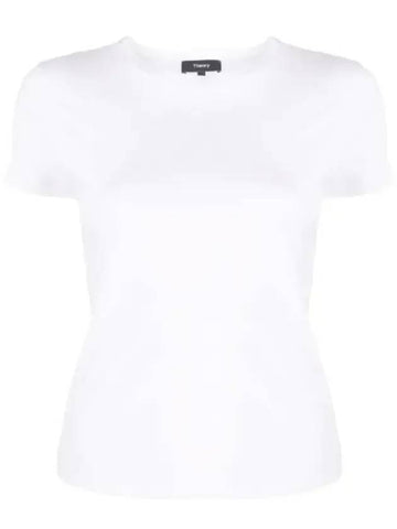 Women's Tiny Cotton Short Sleeve T-Shirt White - THEORY - BALAAN 1