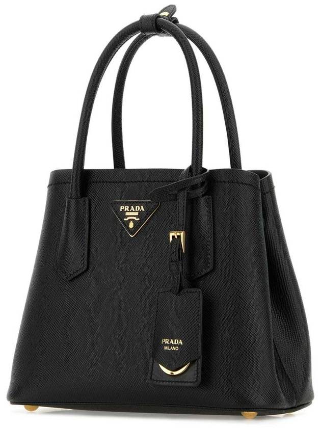 Double Saffiano Leather Mini Bag Black - PRADA - BALAAN 3