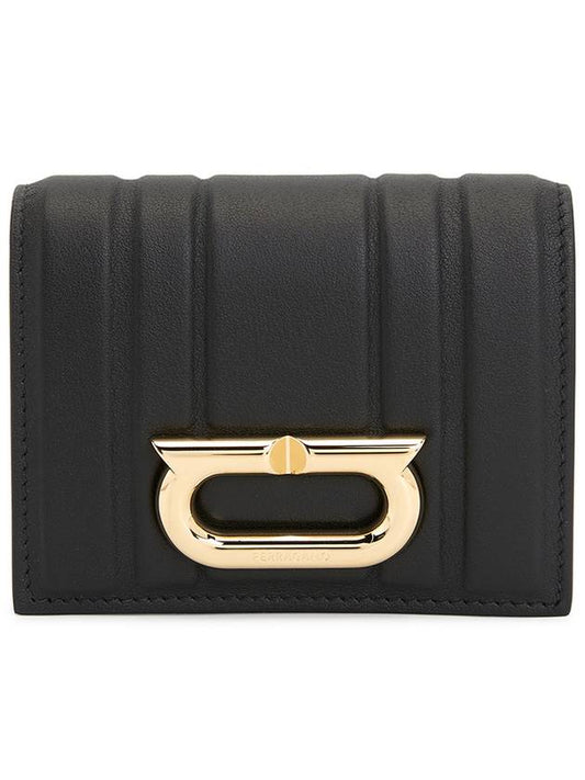 New Gancini Leather Half Wallet Black - SALVATORE FERRAGAMO - BALAAN 2