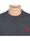 Men's Mini Heart Logo Merino Wool Knit Top Grey - AMI - BALAAN 7