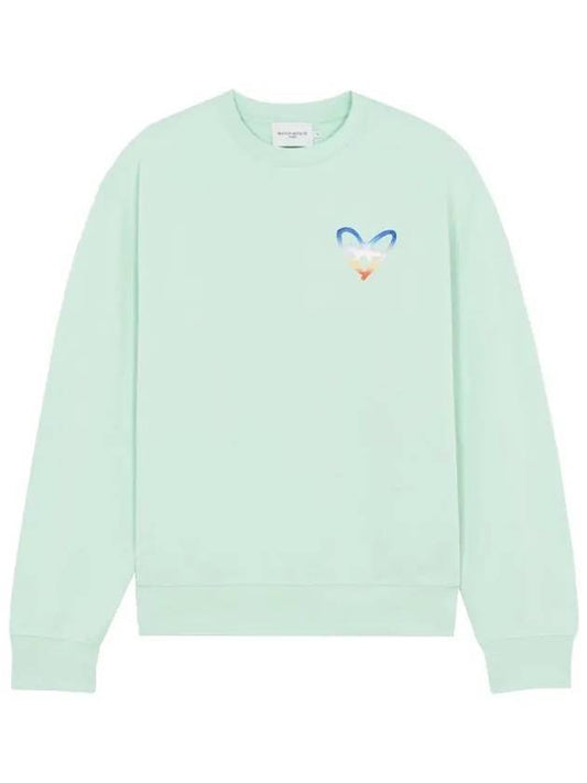 Gradient Heart Fox Crew Neck Sweatshirt Mist Green - MAISON KITSUNE - BALAAN.