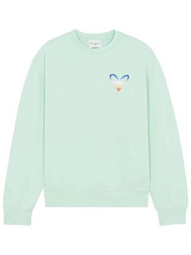 Gradient Heart Fox Crew Neck Cotton Sweatshirt Mist Green - MAISON KITSUNE - BALAAN 1