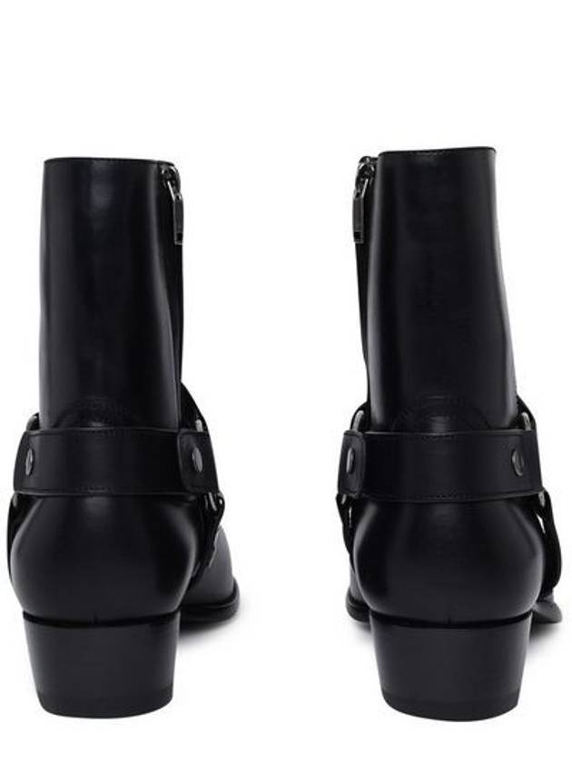 Men's Leather Wyatt Harness Ankle Boots Black - SAINT LAURENT - BALAAN 6