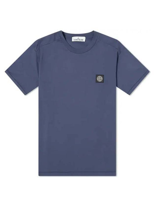 Logo Patch Short Sleeve T-Shirt Avio Blue - STONE ISLAND - BALAAN 1