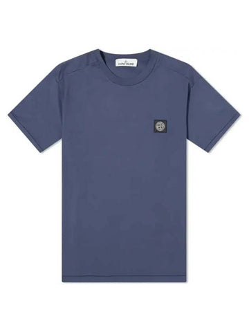 Logo Patch Short Sleeve T-Shirt Avio Blue - STONE ISLAND - BALAAN 1