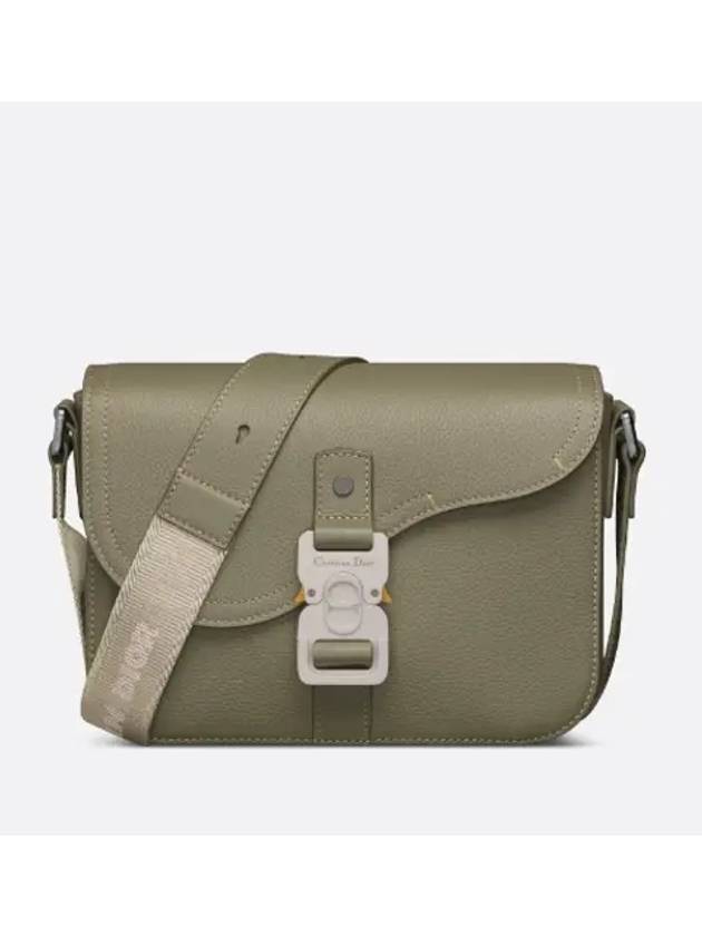 Saddle Mini Strap Grained Calfskin Messenger Bag Khaki - DIOR - BALAAN 2