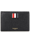 Pebble Grain Leather Bow Detail Envelope Card Wallet Black - THOM BROWNE - BALAAN 6