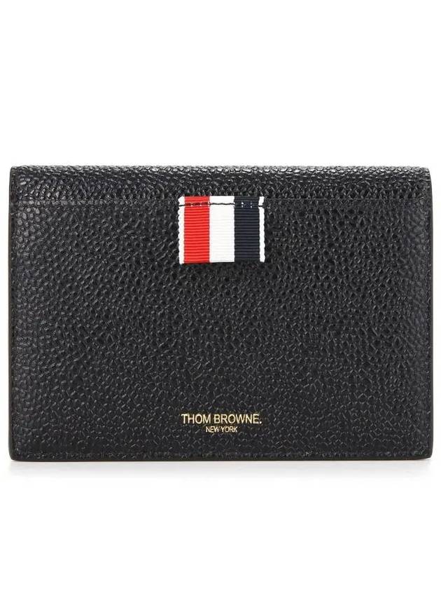 Pebble Grain Leather Bow Detail Envelope Card Wallet Black - THOM BROWNE - BALAAN 6