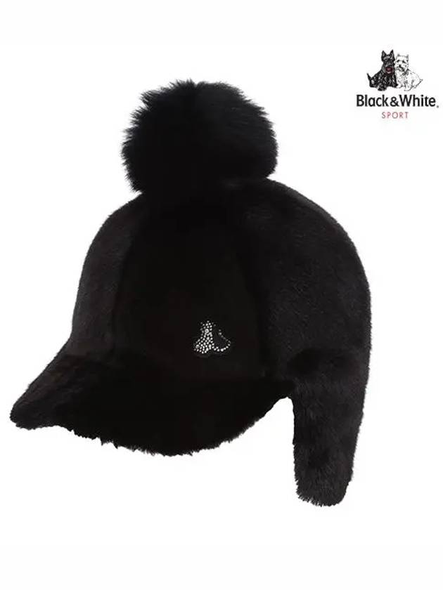 Fur Bell Earmuff Cap 8623LXAFBLACK - BLACK&WHITE - BALAAN 1