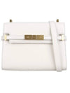 Manhattan Mini Embossed Gold-Tone Logo Leather Cross Bag Blanc Vintage - SAINT LAURENT - BALAAN 1