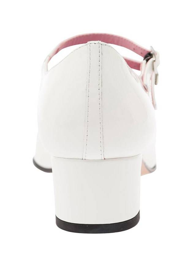 'Kina' White Mary Janes With Straps And Block Heel In Patent Leather Woman - CAREL - BALAAN 4