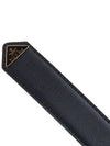 Women's Gold Triangle Logo Leather Belt Black - PRADA - BALAAN 10