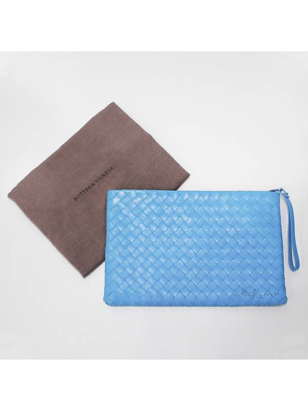 Intrecciato Large Clutch Bag Blue - BOTTEGA VENETA - BALAAN 4