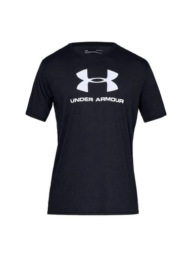 Men's Sports Style Logo Short Sleeve T-Shirt Black - UNDER ARMOUR - BALAAN 1