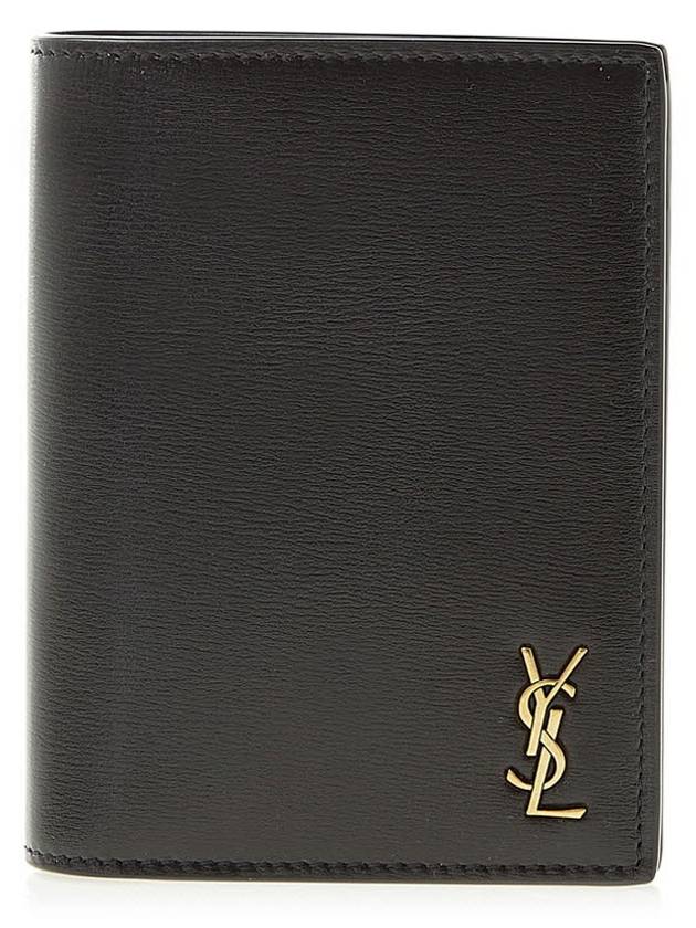 Monogram Gold Hardware Bifold Wallet Black - SAINT LAURENT - BALAAN 3