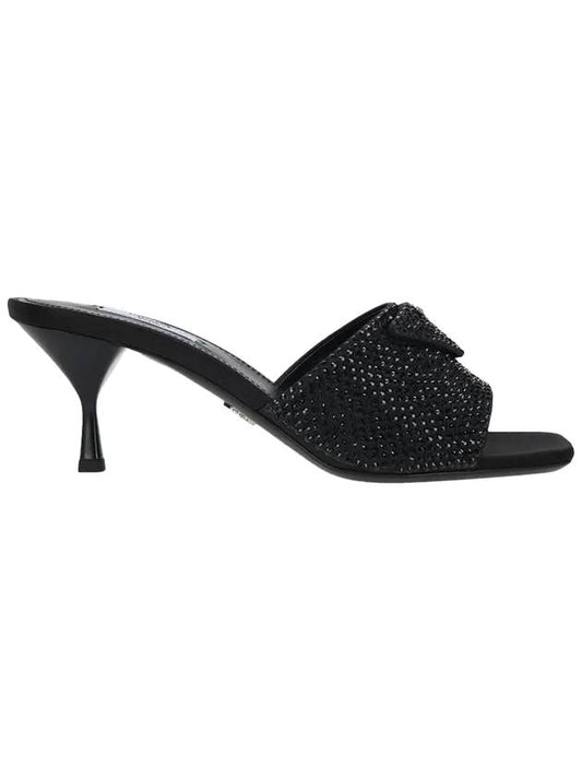 crystal satin sandals heels black - PRADA - BALAAN 1