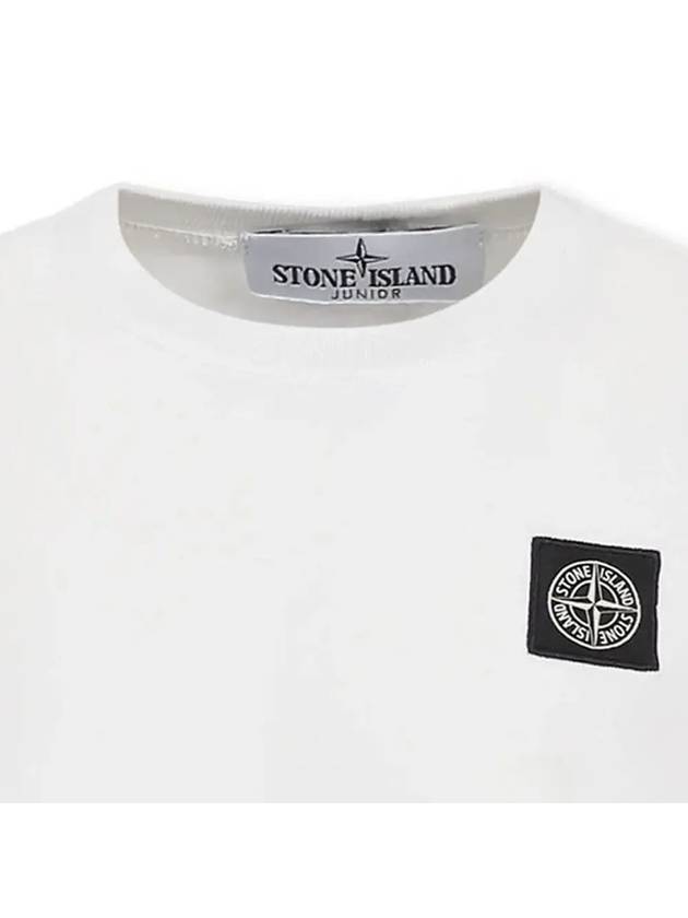 Kids Cotton Jersey Long Sleeve T-Shirt White - STONE ISLAND - BALAAN 5