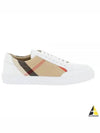 House Check Leather Sneakers Optic White - BURBERRY - BALAAN 2