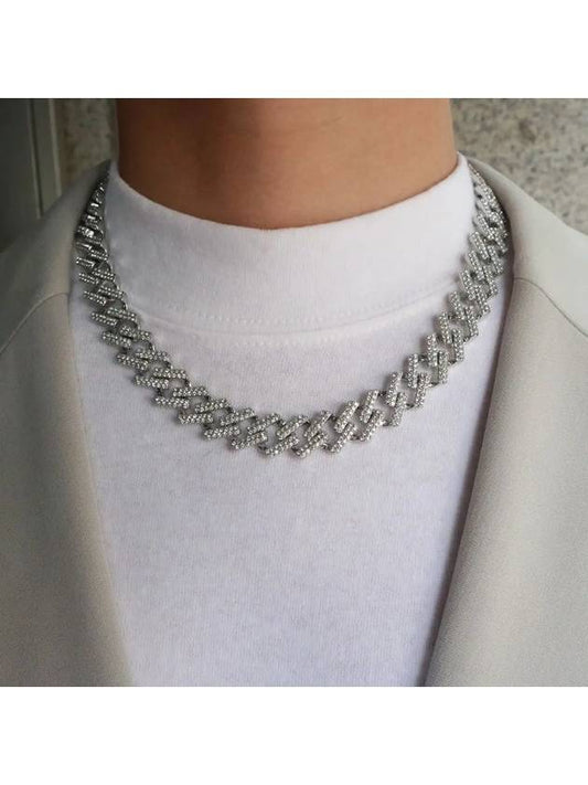 Silver Cubic Necklace Iced Cuban Chain No 2 NEC - BASSCLEF - BALAAN 2