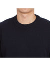 Logo Patch Crew Neck Wool Knit Top Navy - STONE ISLAND - BALAAN 7