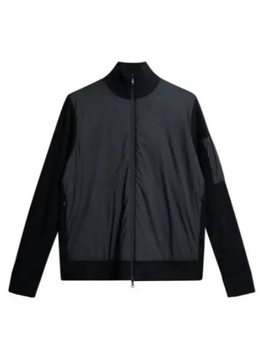 Men's Beck Knitted Hybrid Zip-Up Jacket Black - J.LINDEBERG - BALAAN 1