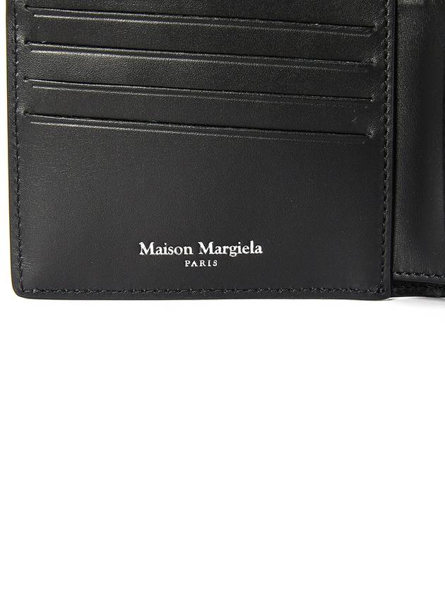 Stitched Bifold Leather Half Wallet Black - MAISON MARGIELA - BALAAN 8