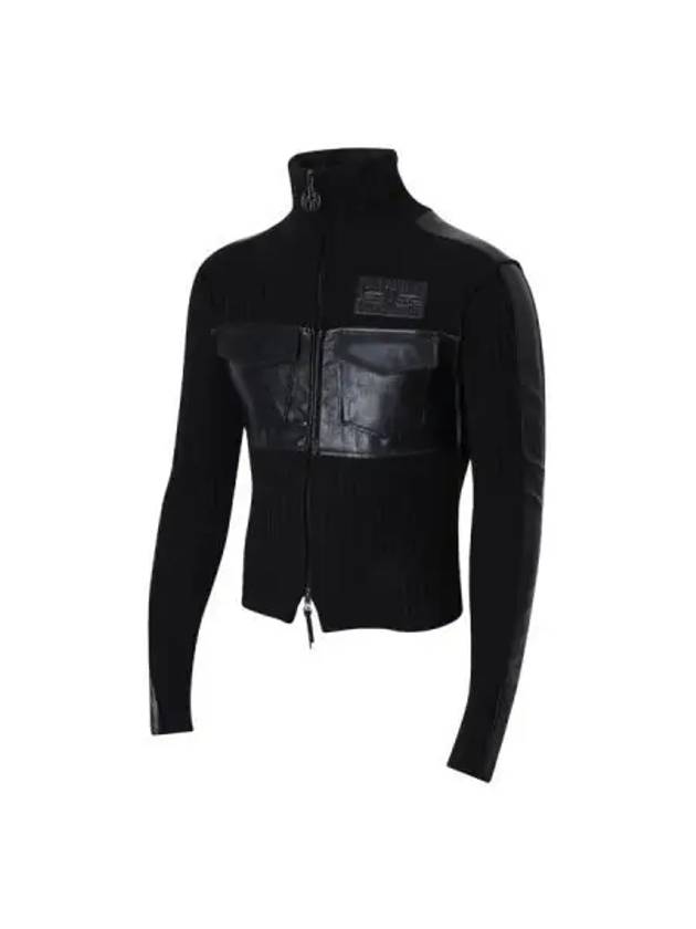 Fabric mix zip up black - LECYTO - BALAAN 1