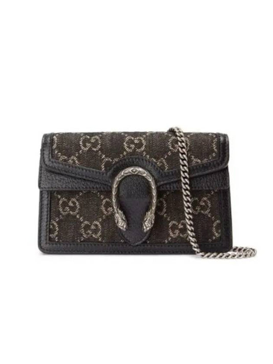 Dionysus GG Denim Super Mini Bag Black - GUCCI - BALAAN.