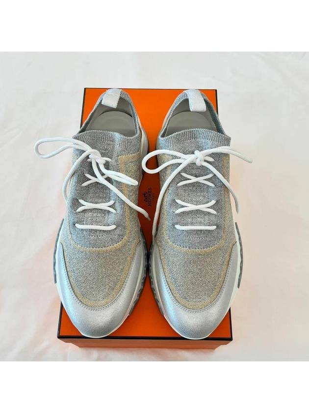 Addict Women's Sneakers Gray Gold Pearl - HERMES - BALAAN 5