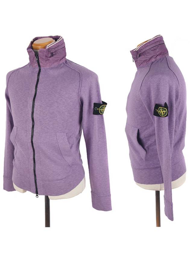 Men's High Neck Zip Up Hoodie Jacket Purple - STONE ISLAND - BALAAN 2