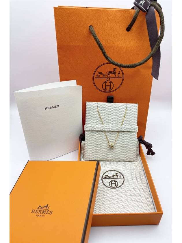 Mini Pop H Pendant Necklace Gold Marron Glace - HERMES - BALAAN 3