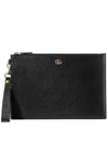 GG Marmont leather strap clutch bag black - GUCCI - BALAAN 2