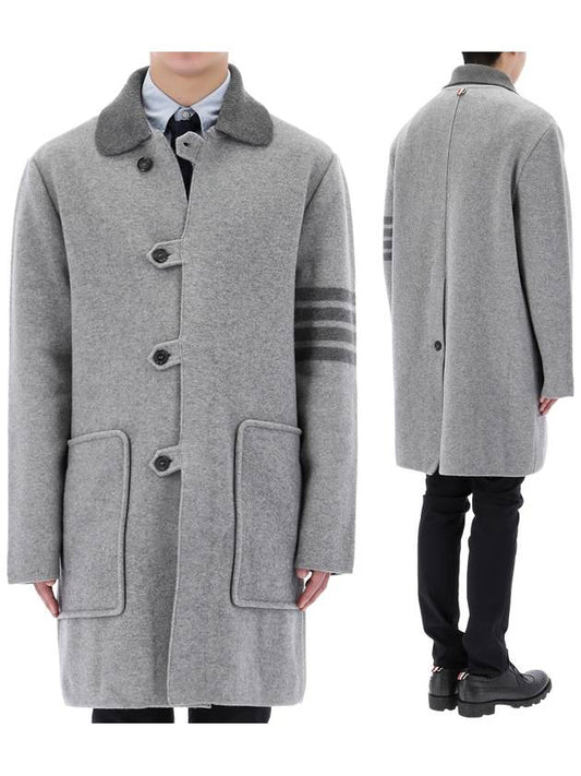 Striped Trim Detail Single Coat Grey - THOM BROWNE - BALAAN 2