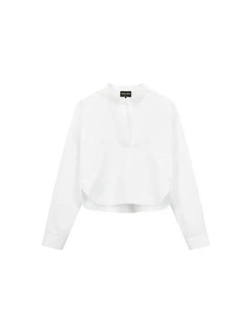 Women s Cropped Slit Cotton Shirt White - GIORGIO ARMANI - BALAAN 1