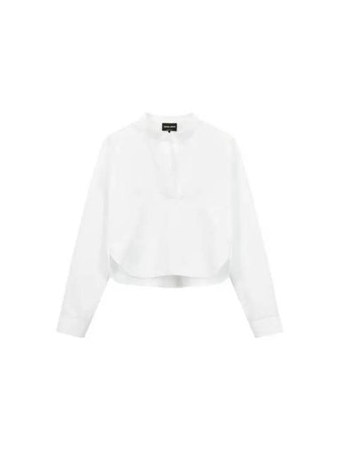 Women s Cropped Slit Cotton Shirt White - GIORGIO ARMANI - BALAAN 1