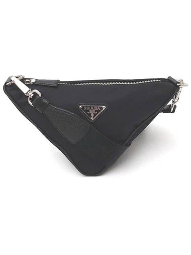 Re Nylon Triangle 1BH190 R064 Black Fabric Saffiano Shoulder Bag - PRADA - BALAAN 1