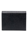 Pebble Grained Leather Double Card Wallet Black - THOM BROWNE - BALAAN 3