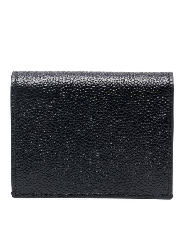 Pebble Grained Leather Double Card Wallet Black - THOM BROWNE - BALAAN 3