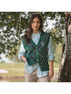 Argyle pattern open vest GREEN WOMAN - MALBON GOLF - BALAAN 3