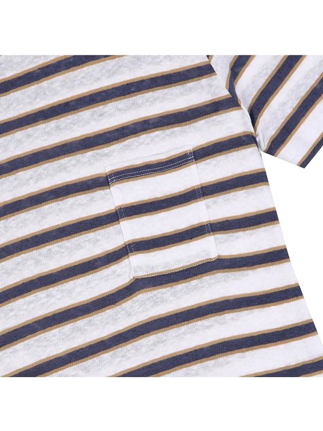 Striped linen blend short sleeve t-shirt STEE155 - IKALOOOK - BALAAN 4