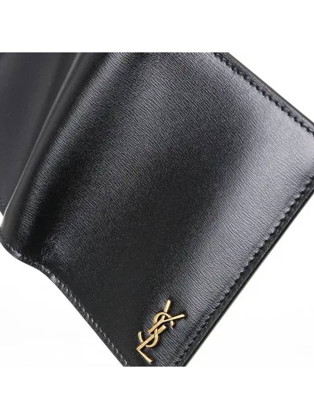 Monogram Gold Hardware Bifold Wallet Black - SAINT LAURENT - BALAAN 6