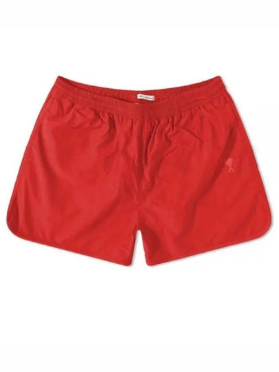 Heart Logo Swim Shorts Red - AMI - BALAAN 2