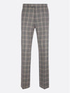 Men's Check Linen Wool Tailored Straight Pants Grey - GUCCI - BALAAN 2