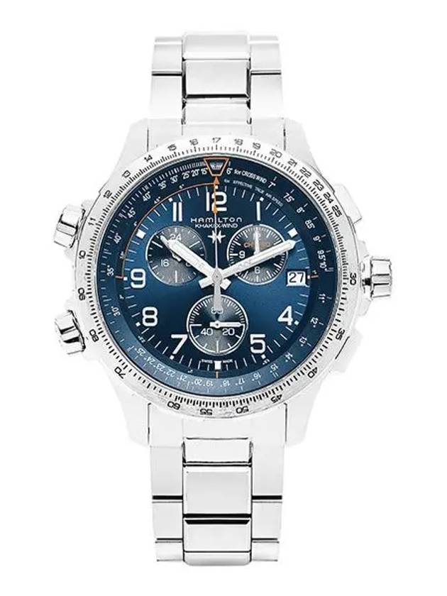 Men's Khaki Aviation Xwind Gmt Chrono Metal Watch Silver Blue - HAMILTON - BALAAN 1