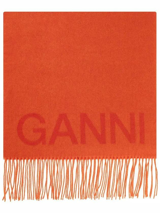 Signature Logo Wool Muffler Orange - GANNI - BALAAN 2