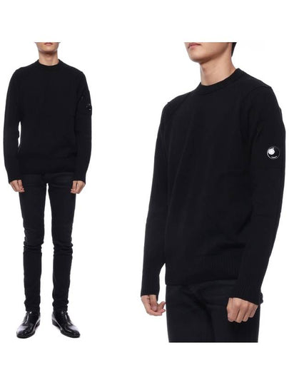 Lens Wappen Wool Blend Knit Top Black - CP COMPANY - BALAAN 2