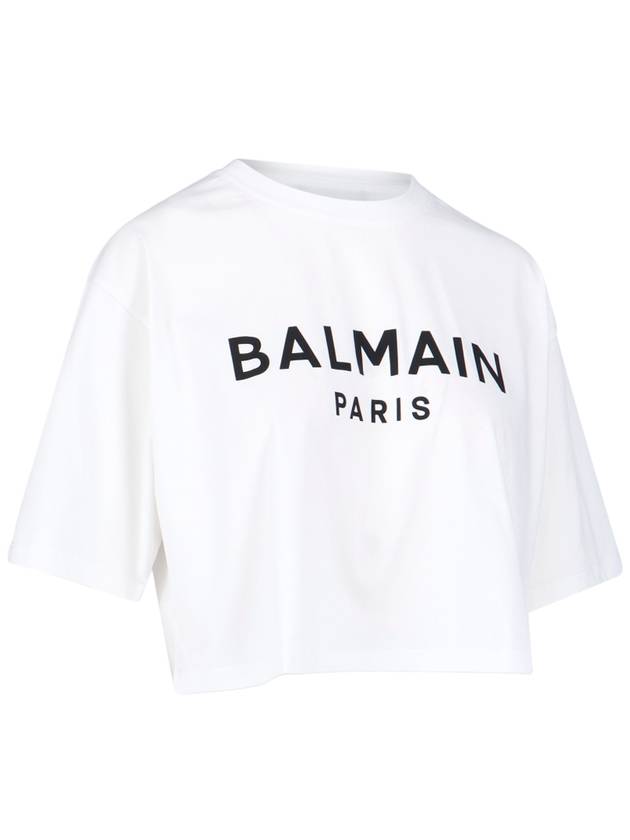 Short Sleeve T-Shirt BF1EE020BB02 GAB BLANC NOIR - BALMAIN - BALAAN 3